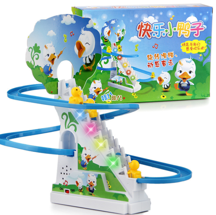 Penguin or Ducks climb stairs track Children's Classic Cartoon electric Music Light Birthday Gift toys for kids